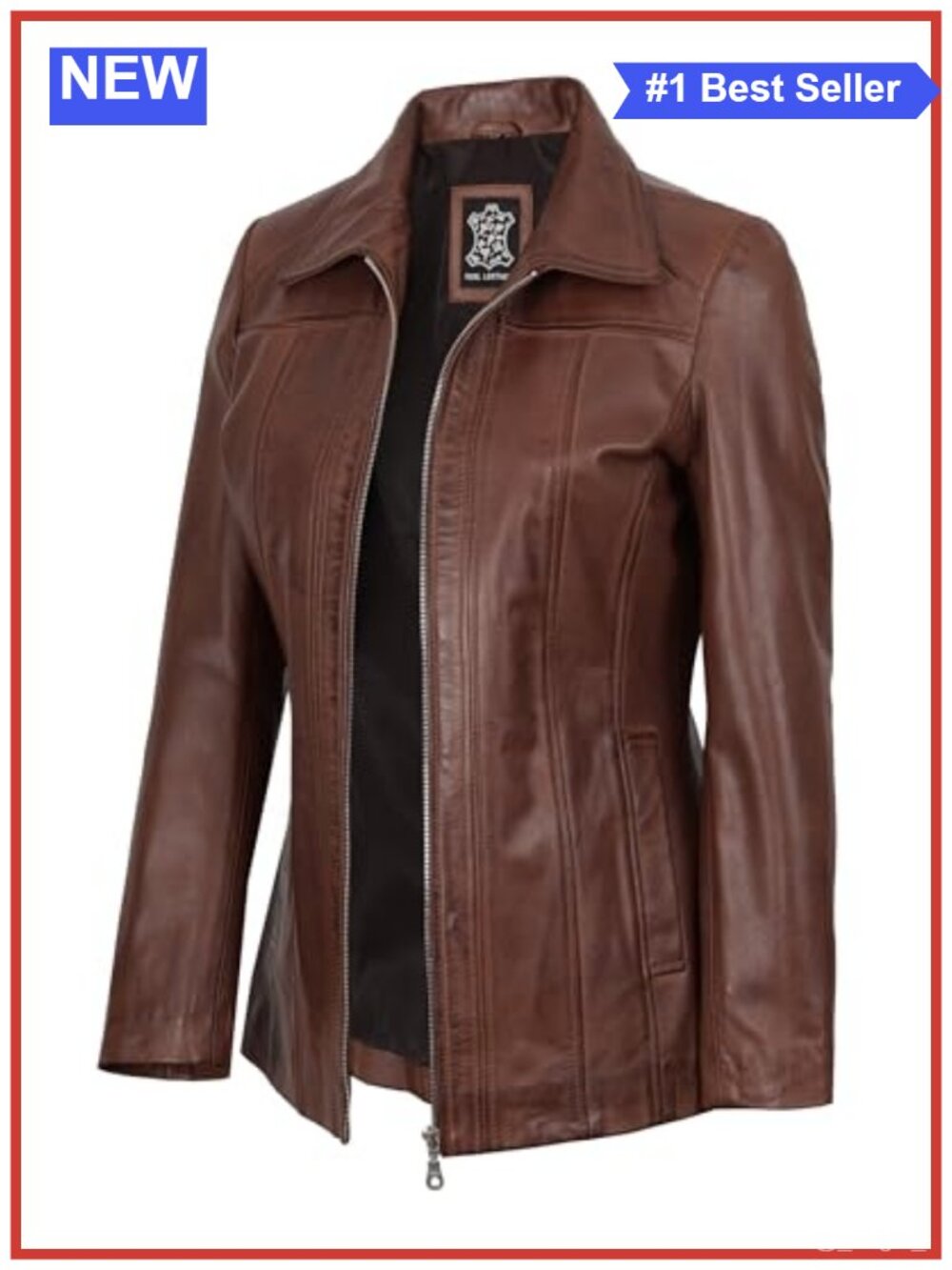 100% Real Lambskin Leather Car Coat Women Long Moto Jacket